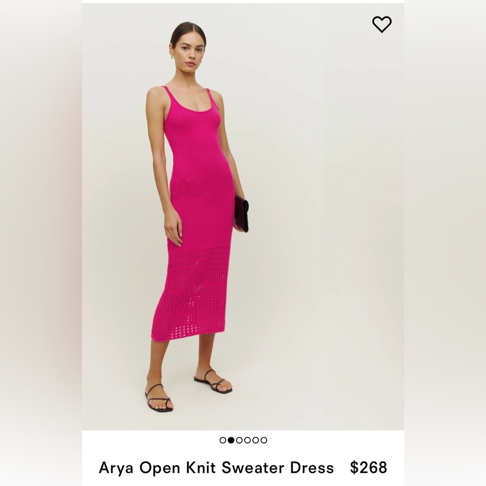 Reformation Arya Open Knit Sweater Dress in Fuchsia - Picture 2 of 10